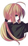  ahoge artoria_pendragon_(all) blonde_hair fate/zero fate_(series) formal green_eyes highres long_hair ponytail profile saber solo suit yuuri_(114916) 
