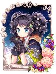  bad_id bad_pixiv_id blue_eyes capelet flower gloves hair_flower hair_ornament jewelry nardack original plant sky solo star_(sky) starry_sky twintails vines 