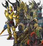  armor ashi_ura beetle_undead belt boar_undead buffalo_undead caucasus_undead deer_undead eagle_undead goat_undead green_eyes horn horns jaguar_undead kamen_rider kamen_rider_blade kamen_rider_blade_(series) kenzaki_kazuma lion_undead lizard_undead locust_undead monster scarab_undead sword trilobite_undead weapon 