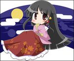  ayu_(iyokanya) bad_id bad_pixiv_id black_hair blush chibi houraisan_kaguya long_hair red_eyes smile solo touhou 