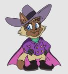  2019 anthro cosplay darkwing_duck digital_media_(artwork) disney domestic_cat felid feline felis itoruna mammal simple_background solo winnie_the_wiccat 