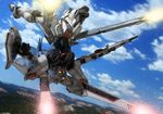  energy_beam energy_gun freedom_gundam gun gundam gundam_seed gundam_seed_destiny mecha no_humans robographer shield solo upside-down weapon 