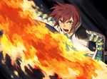  asbel_lhant blue_eyes brown_hair fire male_focus mosako solo tales_of_(series) tales_of_graces 
