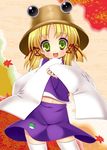  bad_id bad_pixiv_id blonde_hair eyes green_eyes hat minatsuki_alumi moriya_suwako short_hair solo thighhighs touhou 