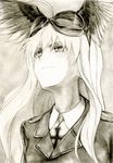  bad_id bad_pixiv_id goggles hanna-justina_marseille head_wings highres kisetsu long_hair looking_up monochrome sepia sketch solo strike_witches traditional_media uniform wings world_witches_series 