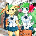  furry g-sun leafeon personification pokemon school_uniform shaymin 