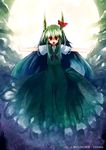  dress ex-keine full_moon horn_ribbon horns kamishirasawa_keine moon outstretched_arms ribbon sample solo spread_arms touhou ukyo_rst 