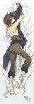  ass back bandages bare_back barefoot bed_sheet blush brown_eyes brown_hair dakimakura feet full_body kanan_yt male_focus oboro_(utawareru_mono) pointy_ears solo utawareru_mono 