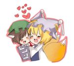  bad_id bad_pixiv_id blush cheek-to-cheek chen chibi closed_eyes heart kochouran multiple_girls open_mouth touhou yakumo_ran 