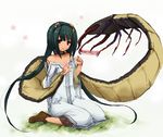  animal_ears azami_cricket bare_shoulders cat's_cradle flat_chest green_hair insect_girl monster_girl solo toushin_toshi_iii utsugi_(skydream) 