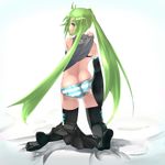  aqua_eyes aqua_hair bad_anatomy bad_feet butt_crack hatsune_miku highres long_hair panties sasaharu skirt solo striped striped_panties thighhighs twintails underwear very_long_hair vocaloid 