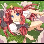  bad_id bad_pixiv_id blue_eyes braid chinese_clothes hat hong_meiling long_hair red_hair solo takashiru touhou twin_braids 