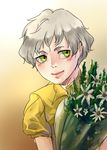  bouquet child email555 flower green_eyes grey_hair lips male_focus solo tiger_&amp;_bunny younger yuri_petrov 