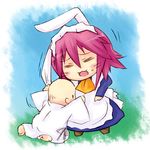  animal_ears baby bunny_ears chibi closed_eyes maid piku pink_hair shakugan_no_shana short_hair wilhelmina_carmel 