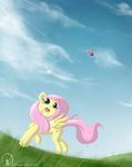  arturoware blue_eyes butterfluy butterfly cloud clouds cute cutie_mark equine female feral fluttershy_(mlp) friendship_is_magic grass hair horse insect mammal my_little_pony pegasus pink_hair pony sky wings 