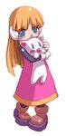  alouette_(rockman_zero) android blonde_hair blue_eyes cat cat_focus child gloves highres nakayama_tooru official_art robot_ears rockman rockman_zero solo 