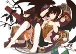  black_skirt frilled_skirt frills fuurin_(omaemona) hat headphones looking_at_viewer mask miniskirt shameimaru_aya sitting skirt solo tengu thighhighs tokin_hat touhou wings zettai_ryouiki 