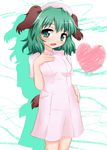  animal_ears blush cosplay dress fangs green_eyes green_hair hat heart highres kamishima_yuu kasodani_kyouko nurse nurse_cap open_mouth short_hair solo tail touhou 