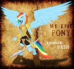  anthrofied armor breasts english_text equine female friendship_is_magic katana mammal my_epic_pony my_little_pony pegasus rainbow_dash_(mlp) ryuukiba solo sword tail text warrior weapon wings 