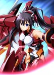  akatsubaki black_hair blue_eyes bodysuit highres infinite_stratos long_hair pilot_suit ponytail shinonono_houki solo split_ponytail sumeragi_tomo 