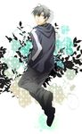  black_hair fate/zero fate_(series) floating hakoniwa320 hands_in_pockets hood hoodie jacket male_focus matou_kariya solo 