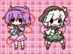  :3 :d bad_id bad_pixiv_id blush boots chibi eyeball frilled_skirt frills fushigi_ebi green_hair hairband hat heart jitome komeiji_koishi komeiji_satori medium_skirt multiple_girls open_mouth petticoat pink_hair pink_skirt pleated_skirt short_hair siblings silver_hair sisters skirt smile solid_circle_eyes sun_hat third_eye touhou 