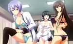  :o absurdres adjusting_bra adjusting_clothes adjusting_legwear ass black_hair black_legwear blue_eyes blue_hair bra breasts butt_crack cleavage dengeki_g's detexted highres kawakami_momoyo kurosawa_keiko lingerie long_hair looking_back maji_de_watashi_ni_koi_shinasai! mayuzumi_yukie medium_breasts multiple_girls no_bra non-web_source open_clothes open_mouth open_shirt panties polka_dot polka_dot_panties purple_eyes red_eyes school_uniform shiina_miyako shirt short_hair smile striped thighhighs third-party_edit twintails underwear underwear_only vertical-striped_bra vertical-striped_panties vertical_stripes very_long_hair 