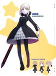  absurdres artoria_pendragon_(all) blonde_hair dark_excalibur dress fate/stay_night fate/tiger_colosseum fate_(series) gothic_lolita highres hirai_yukio lolita_fashion multiple_views official_art pantyhose saber_alter scan star yellow_eyes 