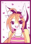 &hearts; &lt;3 abstract_background anthro canine cute do_not_distribute eyes_above_hair female luna777 mammal moondog open_mouth pink solo taratsu_(character) teeth 