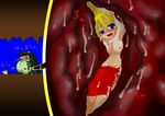  blonde_hair blue_eyes blush breasts dissolving_clothes female frog girl open_mouth pixiv_thumbnail refuto resized vore 