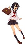  asagi_(nippon_ichi) asagiri_asagi bag black_eyes black_hair disgaea kneehighs school_uniform smile 