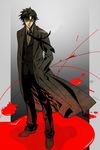  black_hair blood cigarette emiya_kiritsugu fate/zero fate_(series) folkdance hand_in_pocket long_coat male_focus solo trench_coat 