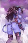  big_breasts bloocarrot blush breasts butt draenei ear_piercing earring female hair horn jewelry masturbation nipple_chain nipple_piercing nipples piercing pointy_ears purple_skin pussy solo tail tail_ring tailjob tentacles unconvincing_armor video_games warcraft world_of_warcraft 