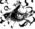  abstract animal_ears bad_id bad_pixiv_id braid cat_ears cat_tail extra_ears f7(eiki) from_behind greyscale kaenbyou_rin looking_back monochrome multiple_tails solo tail touhou twin_braids 