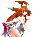  bare_shoulders bra breasts cleavage collarbone demon_girl lingerie long_hair looking_at_viewer lord_of_vermilion orange_hair pink_eyes pointy_ears single_wing solo succubus succubus_(lord_of_vermilion) sword tail underwear weapon wings 