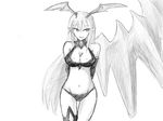  arms_behind_back bare_shoulders bikini breasts cleavage demon_girl elbow_gloves gloves long_hair lord_of_vermilion midriff navel pointy_ears single_thighhigh sketch smile solo succubus succubus_(lord_of_vermilion) swimsuit thighhighs traditional_media 