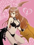  bare_shoulders breasts brown_hair cleavage demon_girl horns long_hair lord_of_vermilion navel open_mouth pointy_ears single_wing solo succubus succubus_(lord_of_vermilion) tail wings 
