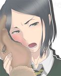  bad_id bad_pixiv_id black_hair blush bob_cut close-up enf62 fate/zero fate_(series) green_eyes hand_on_another's_face implied_yaoi male_focus multiple_boys open_mouth rider_(fate/zero) size_difference waver_velvet 