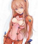  1girl bad_id bad_pixiv_id blue_eyes bodysuit brown_hair hair_ornament long_hair neon_genesis_evangelion plugsuit rebuild_of_evangelion shikinami_asuka_langley smile solo souryuu_asuka_langley test_plugsuit twintails 