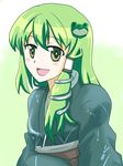  akatoro_(nightlord) frog_hair_ornament green_eyes green_hair hair_ornament hair_tubes japanese_clothes kimono kochiya_sanae solo touhou 