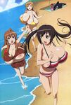 areola_slip artist_request beach bikini bouncing_breasts breasts brown_eyes brown_hair character_request gigantic_breasts large_areolae minami-ke nipple_slip photoshop swimsuit twintails wardrobe_malfunction water 