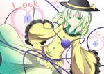  green_eyes green_hair hat highres inu3 komeiji_koishi lock solo third_eye touhou wavy_hair 