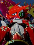  digimon digimon_xross_wars flymon furry head_phones headphones monster no_humans non_human o.o o_o sex shoutmon stomach_bulge wars what 