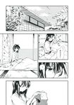  ? blanket comic futon greyscale hakurei_reimu highres monochrome nakatani_nio pillow solo touhou translated 