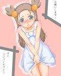  blue_eyes blush brown_hair dress girl gym_leader mikan_(pokemon) namaniku_(gaspoppo) open_mouth pokemon tears translation_request 