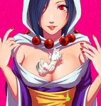  amaterasu atlus breasts catherine_(game) center_opening cleavage hood large_breasts lips mole nail_polis nail_polish okami ookami_(game) parody planetoid rao red_eyes short_hair 