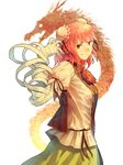  bad_id bad_pixiv_id bandages bun_cover double_bun false_arm false_limb highres ibaraki_kasen om_(carbohydratism) pink_hair short_hair smile solo tabard touhou 