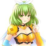  armor bad_id bad_pixiv_id bikini_armor blush cape green_eyes green_hair highres hinata_mirun open_mouth rance_(series) rance_quest short_hair smile solo tillday_shape 