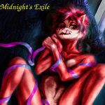  cover_art extraterrestrial feline female fur grrrwolf lynx mammal mascot midnight&#039;s_exile midnight's_exile midnight_exile music nude red_fur ribbons solo space_cat tongue 
