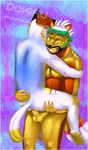  anthro balls canine dokiru(artist) dokiru_(artist) duo facial_hair gay male mammal multi-colored_body nude penetration penis 